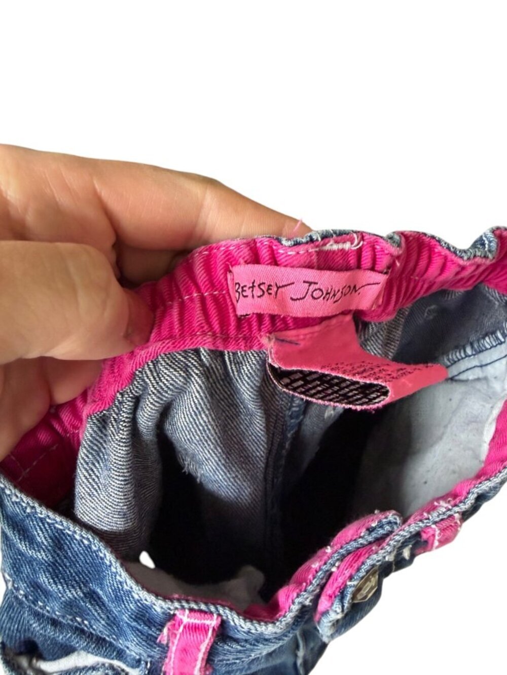 Vintage Y2K Betsey Johnson Baby Denim Flare Jeans 12 Months Pink Hearts - Picture 3 of 5